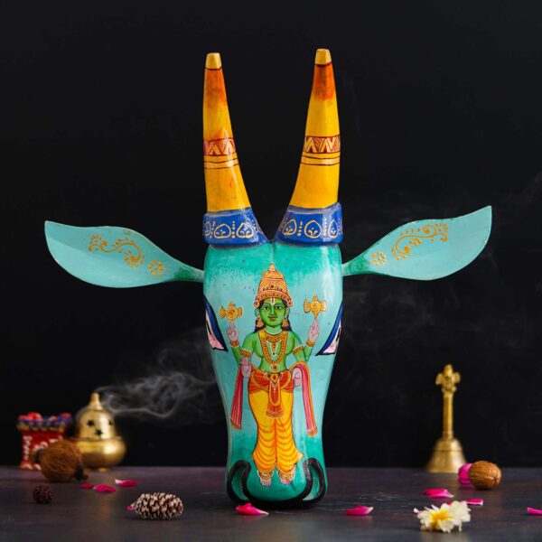 Handpainted Cow Head VISHNU JI | Bull Head | Wall Decor | Vintage Decor | Nandi | Home Dcor