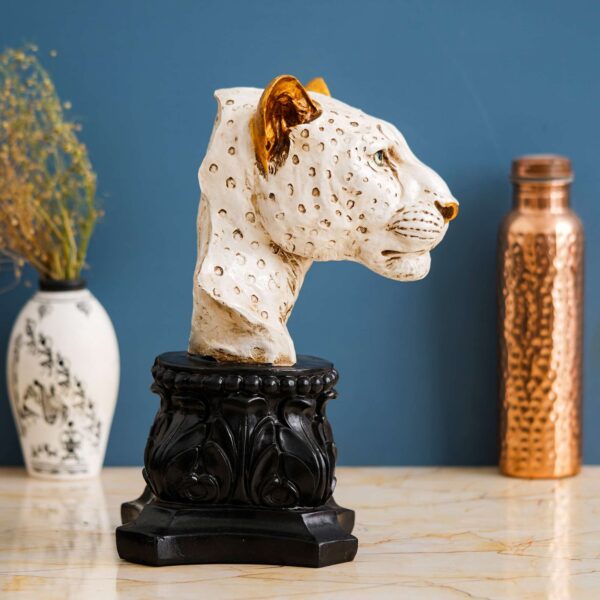 Handmade Lioness Head Statue Stone Finish Animal Figurines Gifts Antique Design for Home Decoration(White) - Image 2