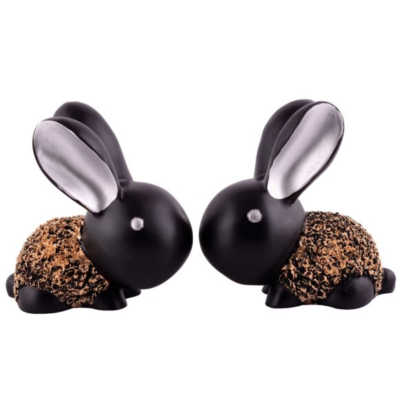 Rabbit Cute Pair Statue for Home Decor Showpiece | Kids Room Decorative Showpiece (Black) - Image 3