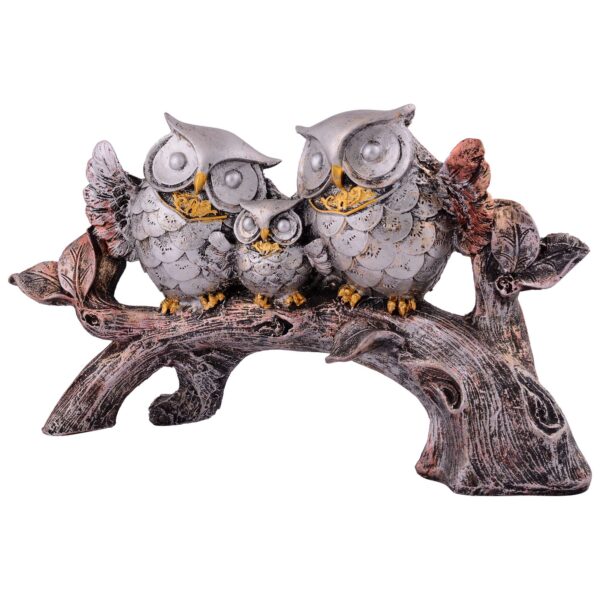 Owl Family Sitting on Tree Decorative Bird Showpieces Statue for Home Decor Living Room Bedroom Wall Shelf Table Top Garden Decoration Items -1 - Image 2