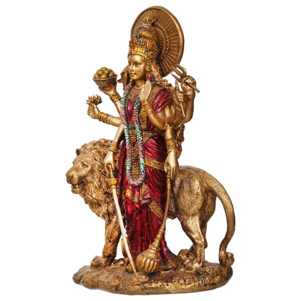 Beautiful Maa Durga Sherawali MATA Metal with Crystal Diamond Studded God Idol Showpiece for Pooja - Image 4