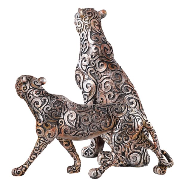 Panther Animal Showpiece Antique Sculpture for Home Decor Showpiece Figurine (Set Of 2) - Image 4