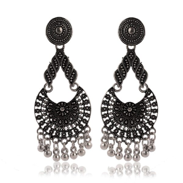 Women's Traditional Silver AZ838-OXidised Chandbali Ethnic Design Jhumka/Jhumki Earrings for Women - Image 3